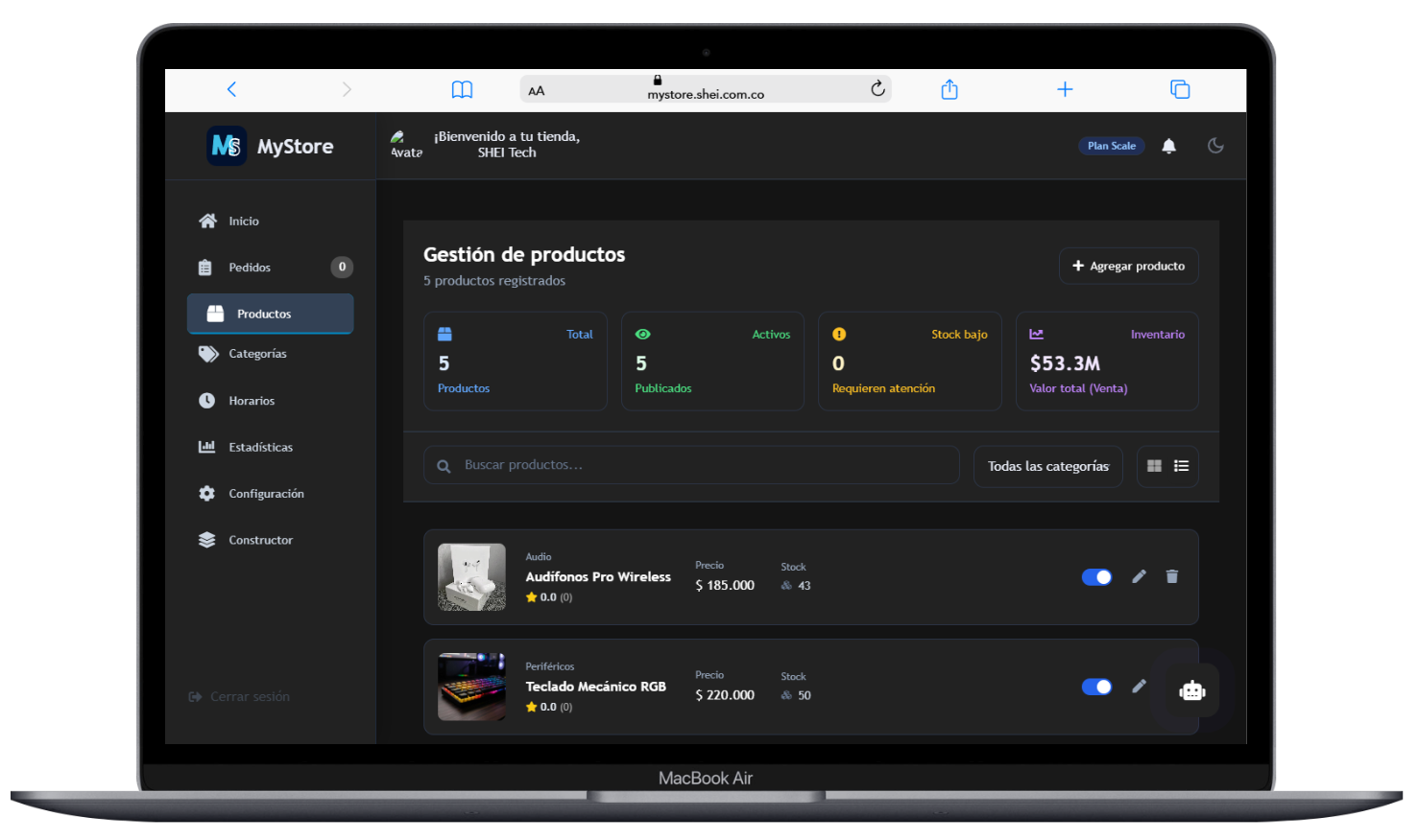 Dashboard MyStore